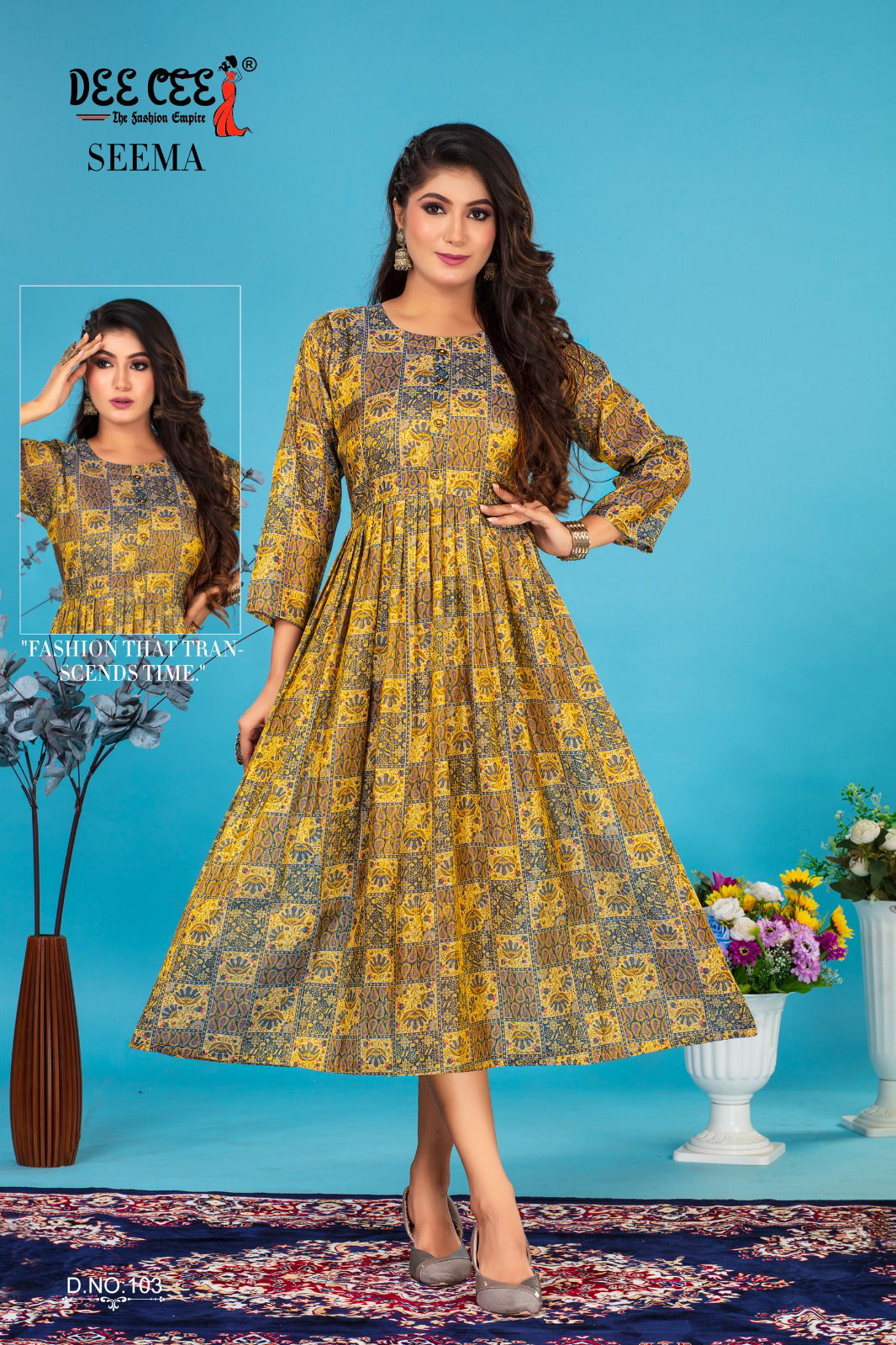 Seema By Deecee Long Ghera Silk Digital Printed Kurtis Wholesale Clothing Suppliers In India